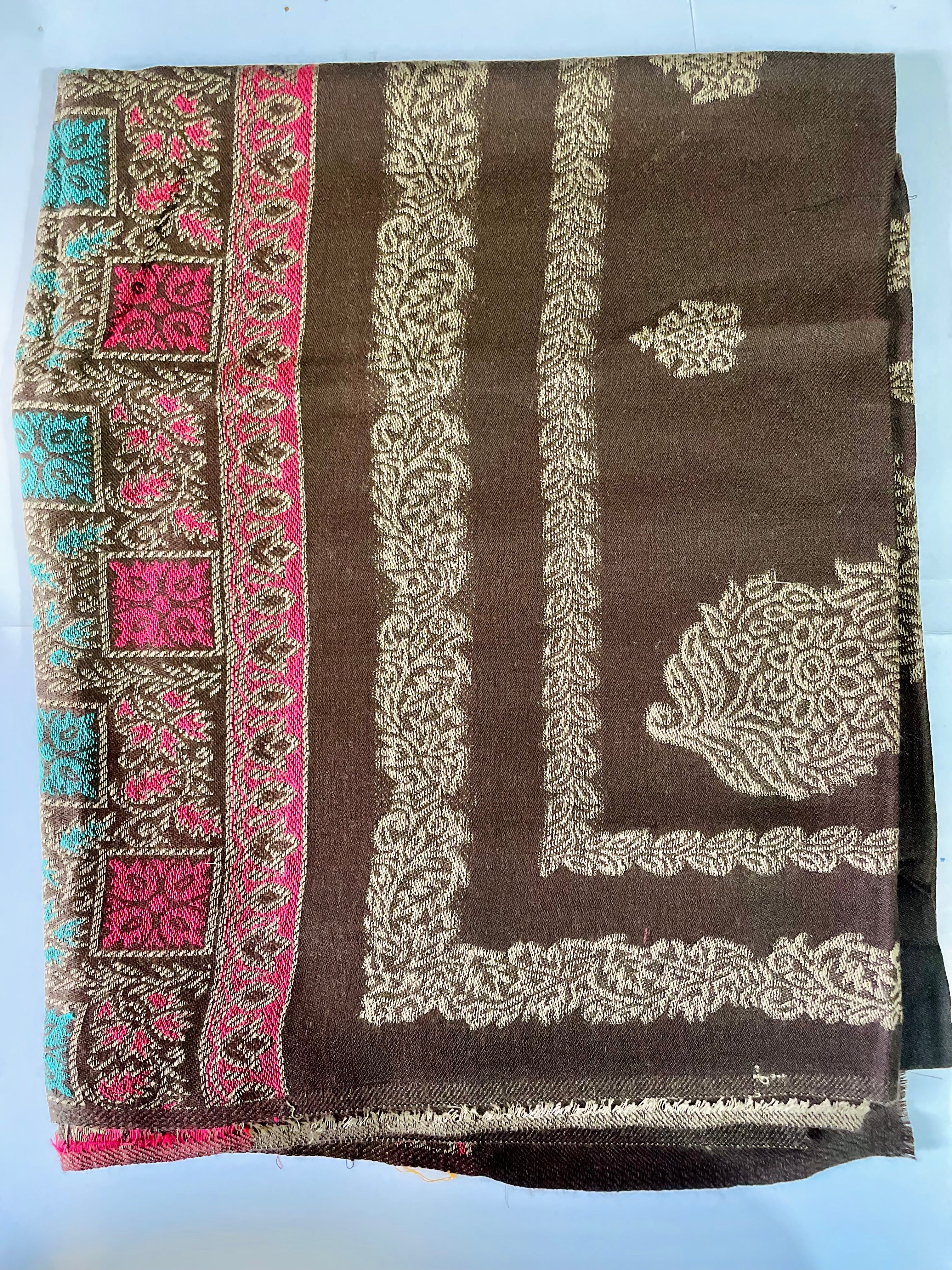 Chocolate Brown Jacquard Shawl