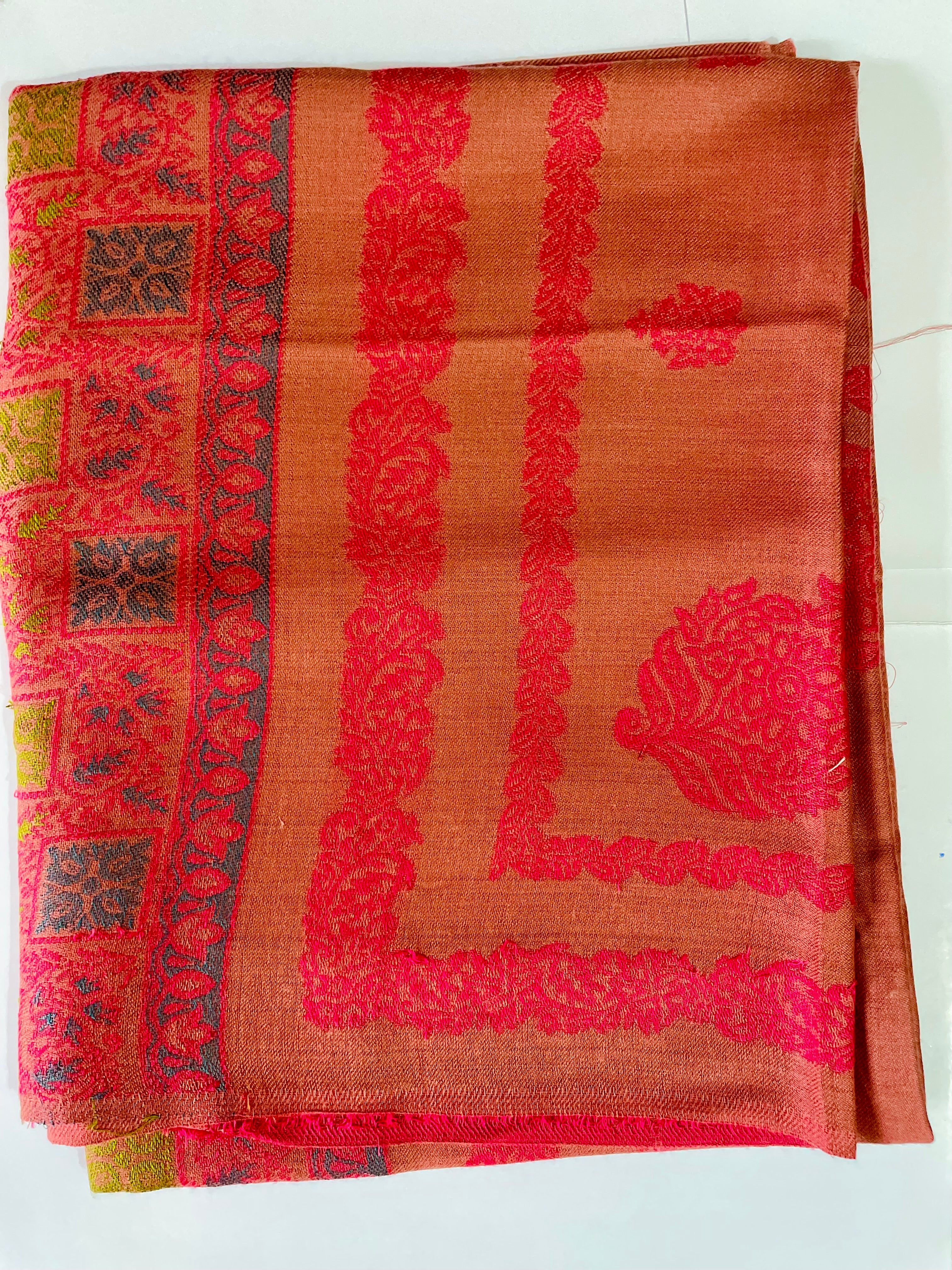 Shocking Pink Jacquard Shawl