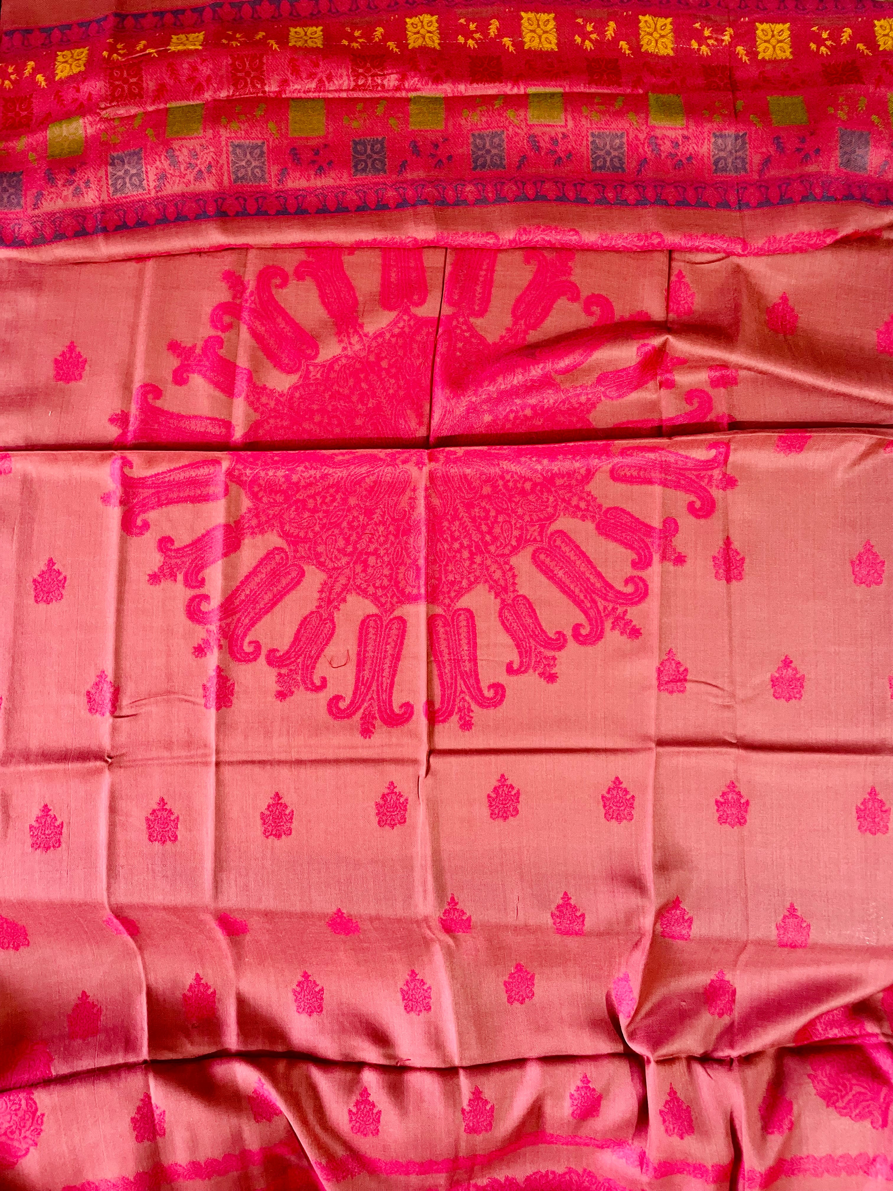 Shocking Pink Jacquard Shawl